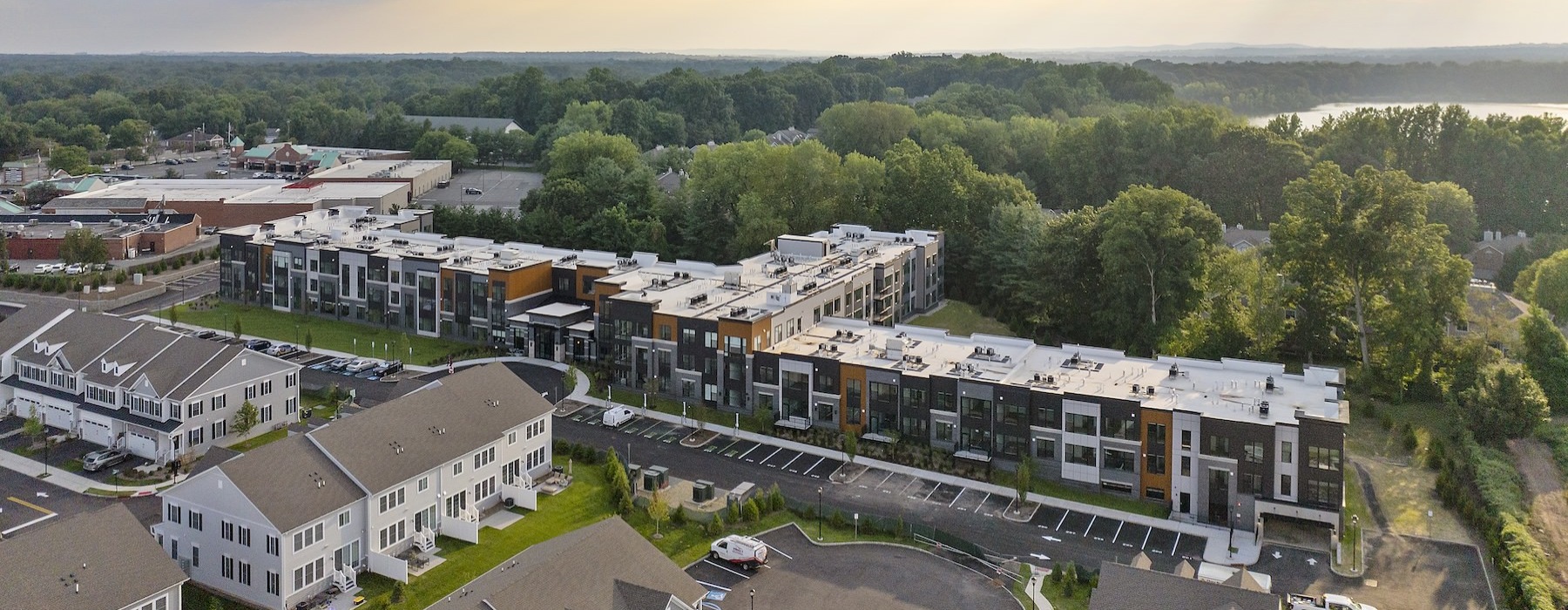 a city with trees and buildings